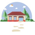 Single villa surrounded by trees Royalty Free Stock Photo